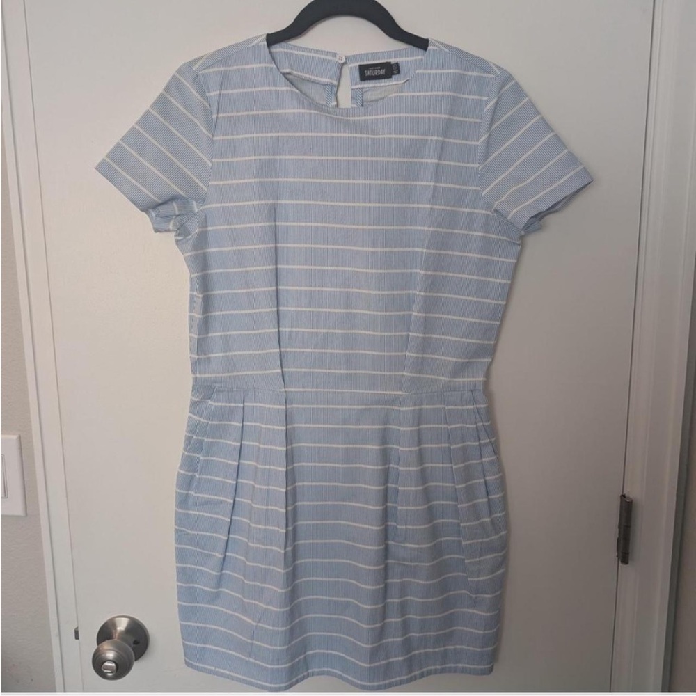 Kate Spade Light Blue Striped Midi Dress